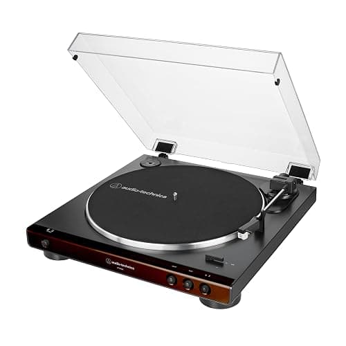 Audio-Technica At-LP60X-BW Fully Automatic Belt-Drive Stereo Turntable, Hi-Fi, 2 Speed, Dust Cover, Anti-Resonance, Die-Cast Aluminum Platter Brown - Image 1