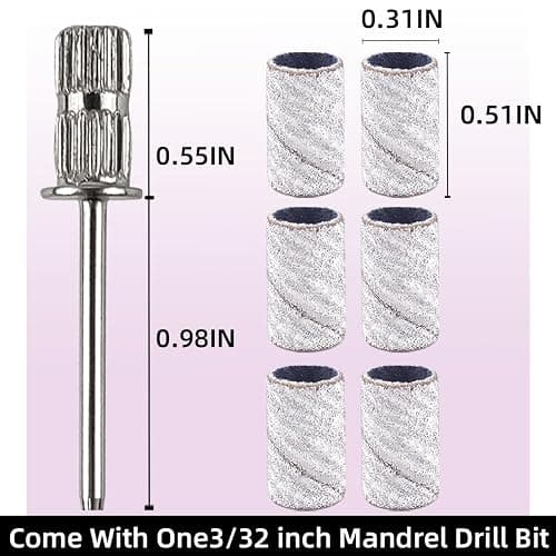 100 Pcs (180 Grit White)Sanding Bands Nail Drill Bit with 0.31in diameter,Nail Drill Bits Extreme Fine Grit Sanding Band,Sanding Belt Upgrade Mandrel Bits,Professional Nail Drill Bit for Acrylic Nails thumbnail 2