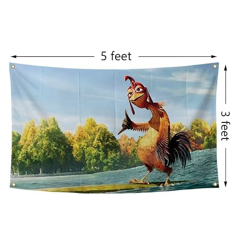 Chicken Flag Funny Poster Durable Man Cave Wall Flag with 4 Brass Grommets 3x5 Feet Tapestry for College Dorm Room Decor,Outdoor,Bedroom, Parties gifts, travel, filming,events,festivals.. high-resolution banner thumbnail 2