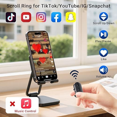 Scrolling Ring Remote for TikTok YouTube IG Shorts Video Landscape Portrait, Fingertip Wireless Scroller Page Turner Clicker for Kindle APP Compatible with iPhone iPad Android Phone Tablet thumbnail 3
