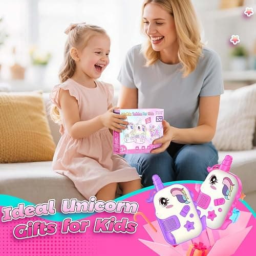 Rechargeable Walkie Talkies Toys for Girls: Unicorn Toys Walkie Talkies for Kids 2 Pack Christmas Birthday Gifts for Grandkids 3 4 5-7 Year Old Girls Age 4-5 6-8 Years Old Stocking Stuffers thumbnail 7