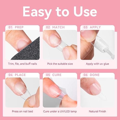 Makartt Almond Nail Tips: 500pcs Medium Pre-buffed Full Cover Clear Press on Nails 10 Sizes Soak Off Soft Gel Nail Tips Extension Professional Acrylic Fake Nails No Crease False Nail Salon DIY Art thumbnail 8
