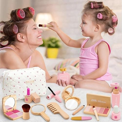 Faux Maquillage Enfant Fille en Bois Maquillage Enfant Jouet | Maquillage Malette Accessoires Jeux de Maquillage Coffret Jouet Fille Princesse Anniversaire Cadeau 3 4 5 6 7 8 Ans thumbnail 9