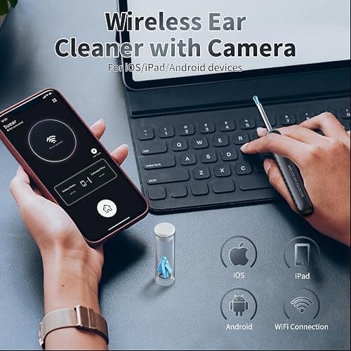 Ear Wax Removal, Ear Cleaner with Camera and Light, FSA - HSA Eligible, Ear Wax Removal Tool Camera with 1080P, Ear Cleaning Kit with 6 Spoons, Ear Camera for iOS & Android (Black) thumbnail 5