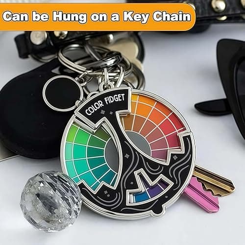 Huease Color Fidget Wheel Keychain, 20 Hues Color Fidget Enamel with Interactive Wheel, Stress & Anxiety Relief Toy,Cute Enamel Wheel Gifts for Artists,Women,Men (Keychain 1pc) thumbnail 6