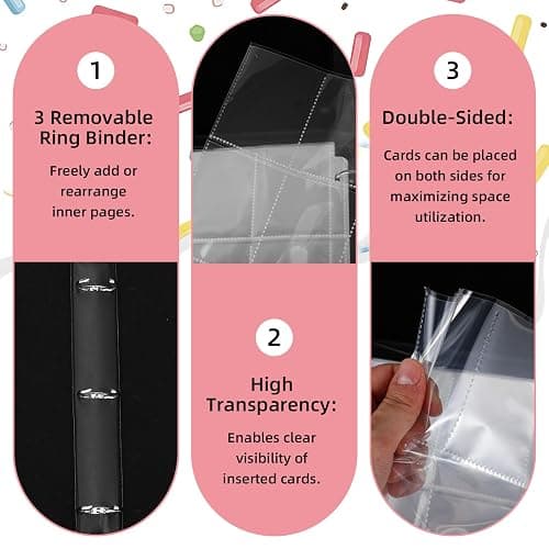 Jaloro Ice Cream Drip Baseball Card Binder Trading Card Binder Portable Collector Cardholder Baseball Album Case for Boys Sports Game Supplies(Ice Cream,Pink,440 Pocket) thumbnail 5