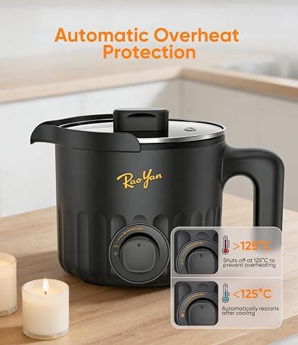 RAOYAN 1.5L Candle Wax Melter with Pour Spout, Candle Making Kit for Beginners and Adults, Wax Melting Pot for Candle Making with Stirring Spoon - Black thumbnail 2