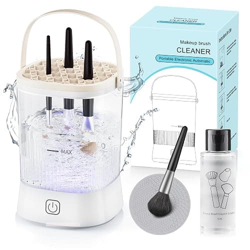 Electric Makeup Brush Cleaner - 9000 RPM Makeup Brush Cleaning Machine, IP65 Waterproof Automatic Makeup Brush Cleaner for Makeup Sponges and Brushes(White) - Image 1