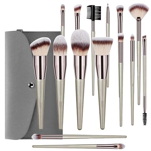 Makeup Brushes Set, 15 Pcs Professional Foundation Eyeshadow Powder Blending Brush Set, Makeup Brushes with Bag for Face, Eyebrow, Concealer - Image 1