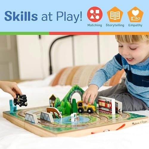 Melissa & Doug Take-Along Railroad Tabletop Playset with Wooden Train Toys, Animals & Scenery Play Pieces, Preschool Learning Toys for Girls & Boys 3+ - FSC Certified thumbnail 5