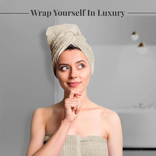 Tens Towels Pack of 4 Extra Large Bath Towels 30 x 60 Inches, 100% Cotton, Larger & Lighter Weight, Quicker to Dry, Super Soft and Absorbent, Perfect for Bathroom, Beige thumbnail 4