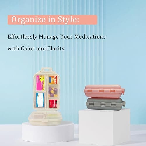 Pill Organizer with Medicine Labels 161 Labels Travel Daily Pill Container Mini Medication Organizer Storage Pill Organizer Travel Essentials Pill Case 7 Day (Blue, 1 Pack) thumbnail 7