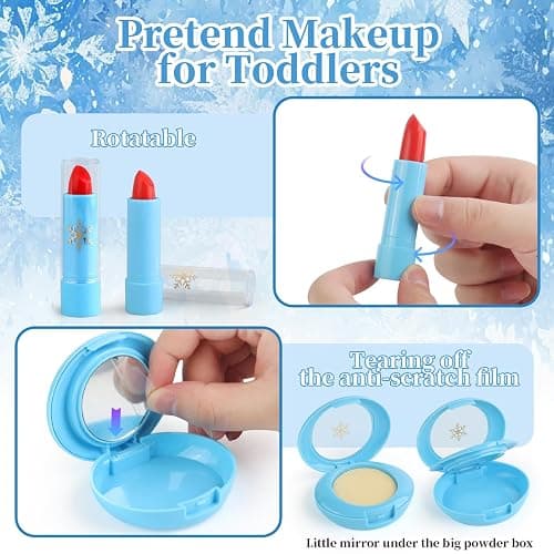 Woumserta Pretend Makeup for Toddlers 3-5 4-6, Play Makeup for Kids 3-5, Fake Makeup Kit with Toddler Purse, Fake Make Up Set for Little Girls, Toddler Makeup Kit & Frozen Toys for Girls Age 3-4 3-5 thumbnail 5