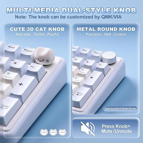 YUNZII B98 PRO 96% Wireless Mechanical Keyboard(Blue, Candy Switch) | QMK/VIA, with Numpad, Dual-Style Knob Design, Creamy Pre-Lubed Switches, Hot Swap, Gasket Mount, RGB for Gaming/Win/Mac thumbnail 8