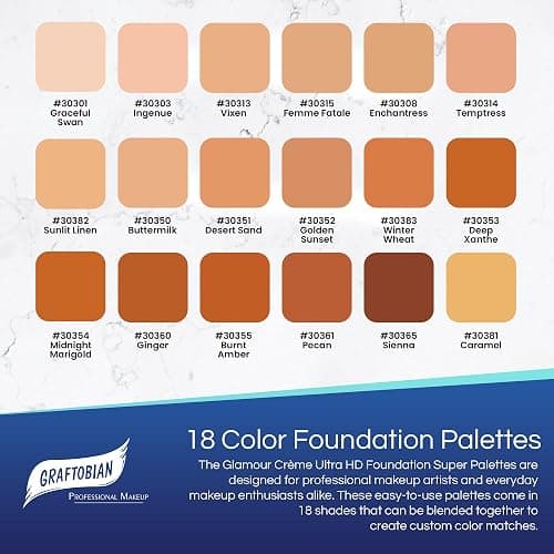 Graftobian HD Glamour Creme Foundation Warm Super Palette - 18 High Definition Warm Undertone Cream Shades thumbnail 2