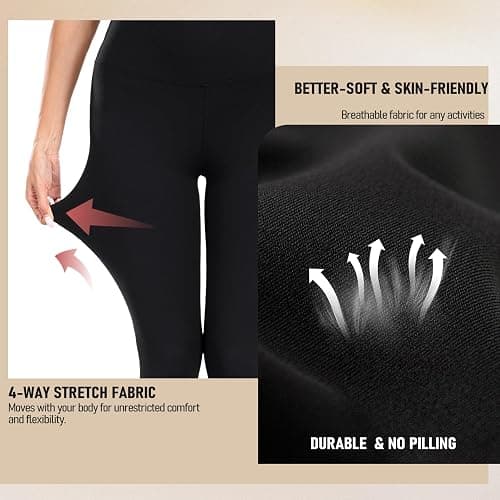 DHSO High Waisted Leggings for Women – Tummy Control Soft Workout Yoga Pants Gym Leggings, Stretchy & Slim Fit thumbnail 5