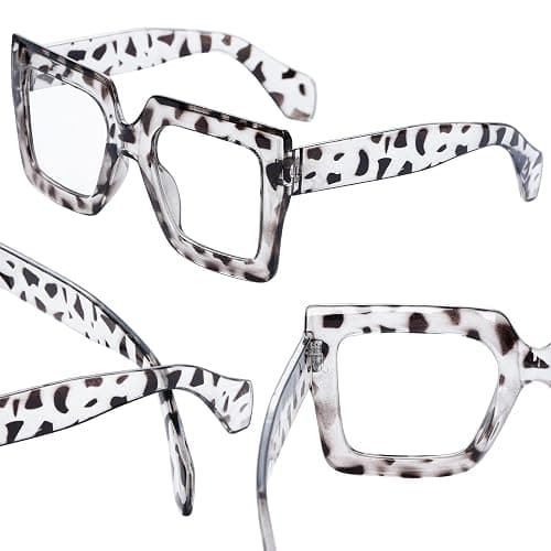 hoyuwak Oversized Square Blue Light Glasses Big Frame Computer Eyewear Thick Fashion Clear Glasses for Women Fashion thumbnail 3