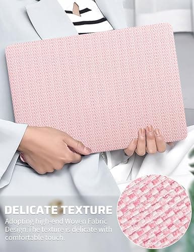 Seorsok Compatible with MacBook Air 13.6 inch Case 2022-2024 2025 A3240 M4 A2681 M2 A3113 M3 Touch ID,Elegant Leather Plastic Hard Case with Transparent Keyboard Cover,Pink Woven thumbnail 2