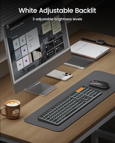 ProtoArc Backlit Bluetooth Keyboard and Mouse for Mac, KM100-A Multi-Device Wireless Keyboard Mouse for Mac, Full Size Rechargeable for MacBook Pro/Air, iPhone, iPad, Black thumbnail 3