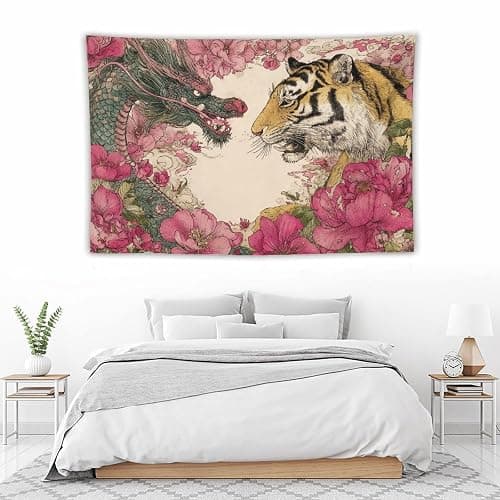 MFOOYYI Tiger Dragon Face To Face Tapestry Wall Hanging Large Wall Art Decor Flag Backdrop for Bedroom Living Room Dorm 40"×60" thumbnail 5