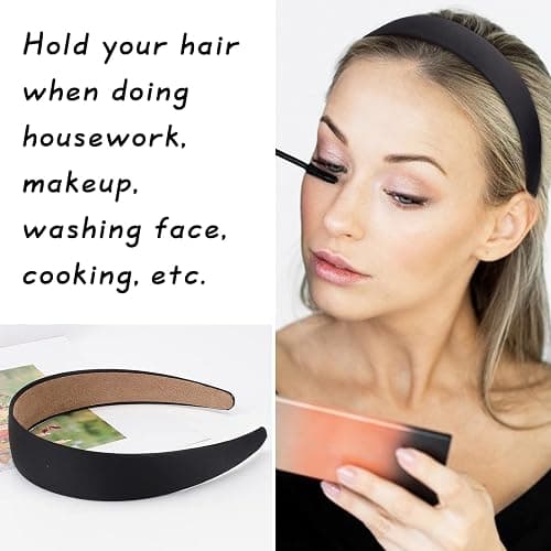 Wecoe 10 Pack Satin Headbands 1.3 Inch Wide Red White Black Pink Purple Headband Women Girls Non Slip Fashion Hair Bands Diy Holiday Costume Accessories Diademas Coreanas Para Mujer thumbnail 4