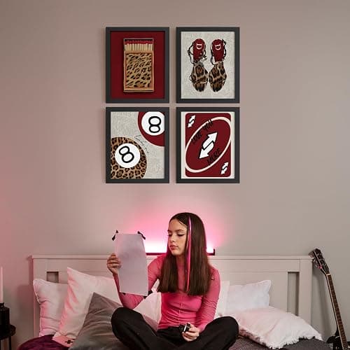 DSHFG Red Cheetah Prints Wall Decor Preppy Room Decor Y2K, Funky Leopard Lucky 8 Ball Posters Teen Girl Wall Art for Bedroom Bathroom College Dorm, 8x10 Unframed thumbnail 4