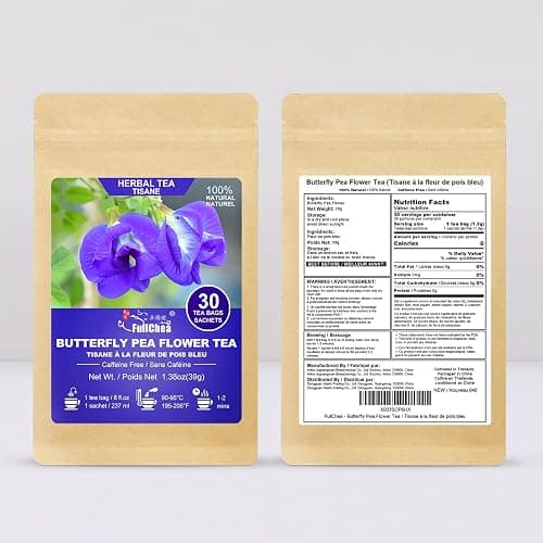 FullChea - Butterfly Pea Flower Tea Bags, 30 Teabags, 1.3g/bag - Premium Dried Butterfly Pea, Cultivated From Thailand - Non-GMO - Caffeine-free Herbal Tea thumbnail 2