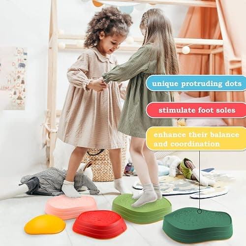 makarci Balance Stepping Stones for Kids, Non-Slip Toddlers Sensory Toys Outdoor or Indoor Play, Promoting Motor Skills and Confidence, Obstacle Course Coordination Toys for Children Age 3 4 5 6 7+ thumbnail 4