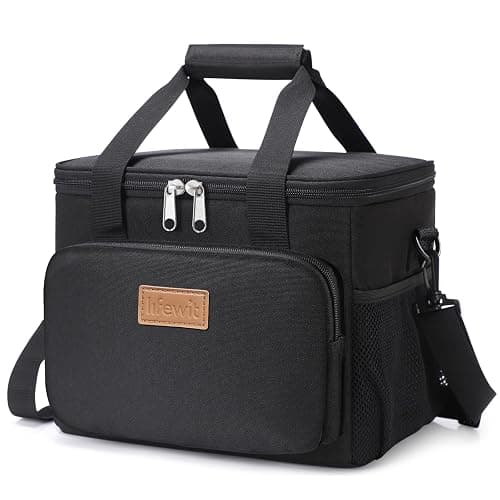Lifewit Medium Lunch Bag Insulated Lunch Box Soft Cooler Cooling Tote for Adult Men Women, Black 12-Can (9L) - Image 1