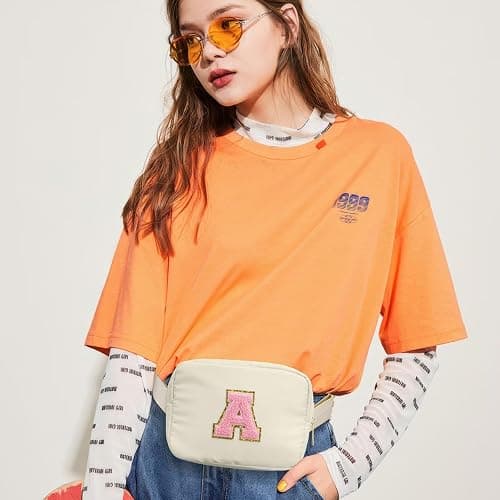 YOOLIFE 4 5 6 7 8 9 10 11 12 Year Old Girls Birthday Gifts, Initial Fanny Pack Crossbody Bag Purse for Teen Girl Belt Bag, Beige A thumbnail 2