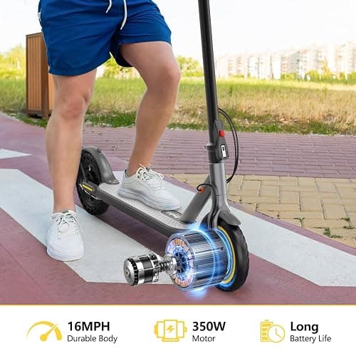 Electric Scooter Adults, Powerful 350W E-Scooter, Max 19 Mph & 15-19 Miles Range Scooters, Folding Scooters with 8.5" Solid Tires, Commuting Scooter Kick Scooter with APP Control (Seats Optional) thumbnail 3