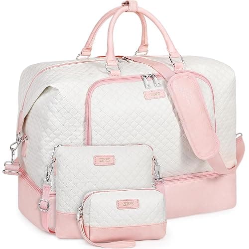 Travel Weekender Bag for Women, 21" Overnight Bag with Shoe Compartment 50L Large Travel Duffel Bag Carry On Tote for Weekend, Overnight, Business Trips, Water Resistant - Image 1