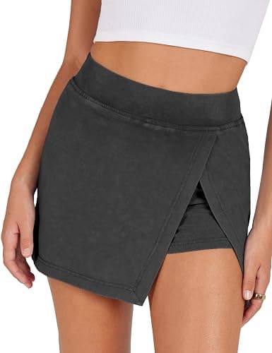 Lianlive Women's Mini Skirt High Waist Casual Split Hem Black Skort Athletic Tennis Bodycon Skirts with Inner Shorts - Image 1