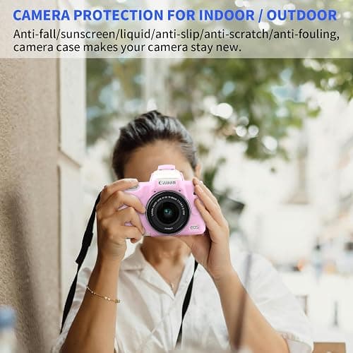 Easy Hood Camera Case for Canon EOS M50/M50 Mark II Digital Camera, Anti-Scratch Soft Silicone Case Cover Housing Protective Cover Protector Camera Body Skin Case (Pink) - Pink thumbnail 5