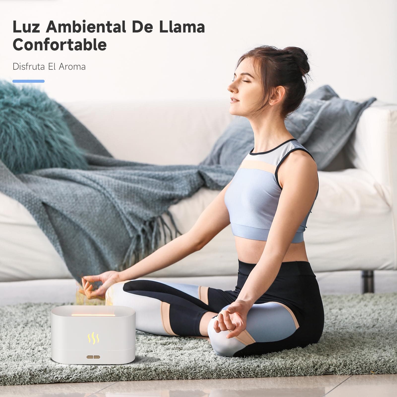 KCB 3 En 1 Humidificador en Forma de Llama, difusor de aceites Esenciales,con 2 Modos de Luz,para hogar,Oficina(Blanco) thumbnail 5