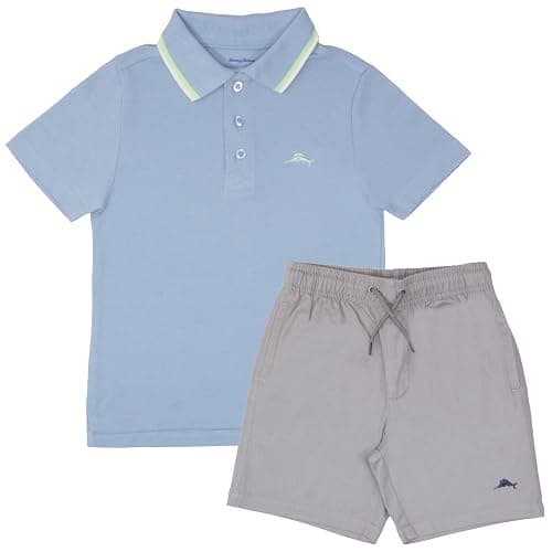 Tommy Bahama Boys Short Sleeve Classic Polo Shirt & Elastic Waist Shorts Set, Casual 2-Piece Back to School Outfit for Kids - Image 1