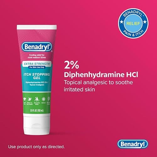 Benadryl Itch Relief Gel Extra Strength, 2% Diphenhydramine HCl, 3.5 fl. Oz thumbnail 4