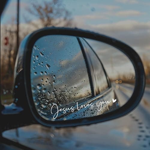 2 x Jesus Love You Rearview Mirror Decal Water Bottle Stickers Affirmation Reminder Sticker Laptop Bumper Sticker Tumbler Vinyl Sticker Car Mirror Decal New Car Decor (Jesus Loves You, White) thumbnail 5