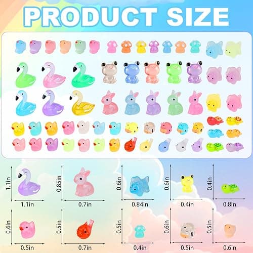 WIURGOHA 80pcs Luminous Mini Resin Animals,10 Styles Tiny Animal Glow in The Dark Miniature Resin Animal Figures Bulk,Mini Ducks Animals for Fairy Garden Micro Landscape Aquarium Dollhouse Decor thumbnail 3
