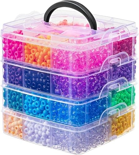 Simetufy 4200Pcs Pony Beads, 24 Assorted Colors 6x9mm Plastic Kandi Beads Bulk for Bracelets Hair Braids Jewelry Making DIY Crafts, 2.41LB (Shaking Packaging) - Image 1