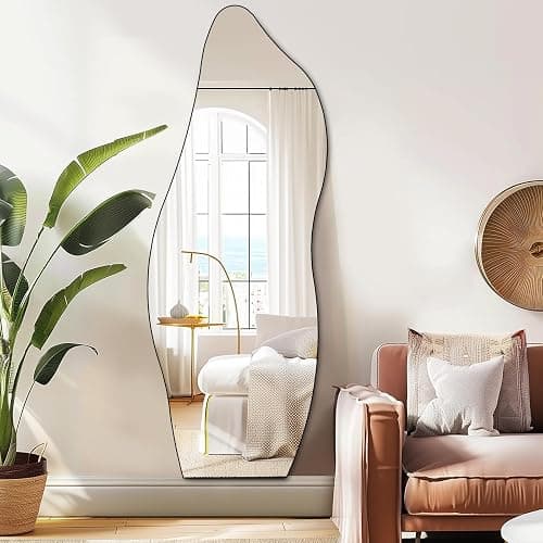 QDSSDECO Full Length Mirror 63"x24" Irregular Wall Mirror Wave Frameless for Living Room Bathroom Bedroom Entryway Decor thumbnail 7