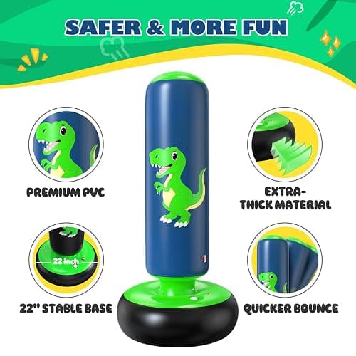 QPAU Inflatable Punching Bag, 48 Inch Stable Inflatable Boxing Bag for 3-6 Kids,Dinosaur Toy & Gifts for Boys and Girls, Kids Boxing Set for Practicing Karate, Taekwondo thumbnail 6
