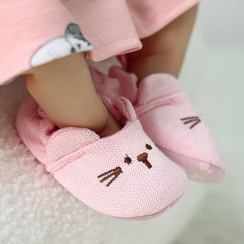 BABESIDE Baby Doll Shoes for 20-26 Inch Dolls, Reborn Baby Doll Shoes with Cute Paw Patterns fit Realistic Baby Doll Girls, Only Pink Reborn Dolls Shoes thumbnail 5