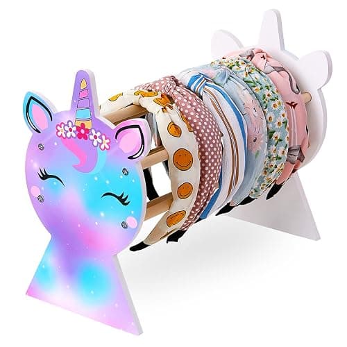 Basumee Girls Headband Holder Organizer Hair Hoop Headband Display Stand Unicorn Hairband Stand Organizer Headband Storage Home Room Decors for Girls, Blue Rose - Blue Rose - Image 1