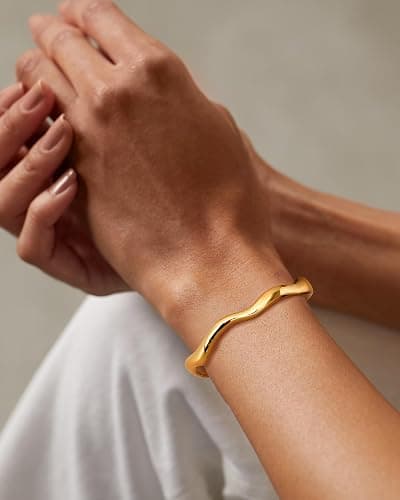 YADOCA Armreif Gold Armband Damen Gold Armband, 14K Gold Edelstahl Armkette Goldene Damen Armbänder Damen Schmuck Valentinstag für Sie Frauen thumbnail 4