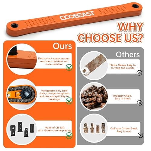 coobeast 3/8 inch offset extension wrench Impact Ready Socket Wrench Extender Tool with Versatile 1/4", 3/8", and 1/2" Square Drive Adapters, Universal Extensions Wrench for Small Place thumbnail 4