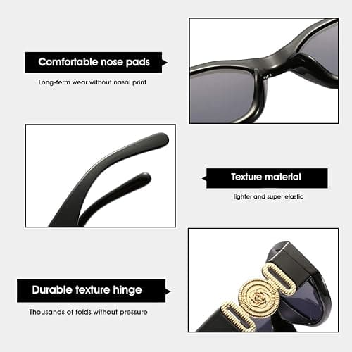 BUTABY Rectangle Sunglasses for Women Retro Driving Glasses 90’s Vintage Fashion Irregular Frame UV400 Protection thumbnail 5
