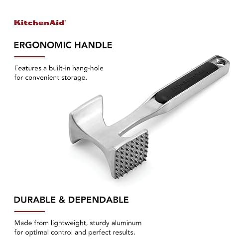 KitchenAid Gourmet Multi Sided Meat Tenderizer for Pounding Meats, Nuts, Shellfish, ect, Hang Hole for Easy Storage, Hand Wash, One Size, Black thumbnail 3