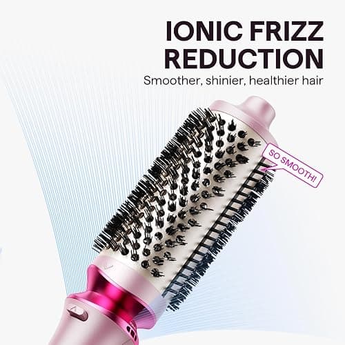 Wavytalk Thermal Brush Set Heatwave Pro 3 Size Ionic Heated Round Brush | Detachable Brush Head for Short to Long Hair, Bilateral Negative Ions for Frizz-Free Shiny Blowout, Pink thumbnail 4