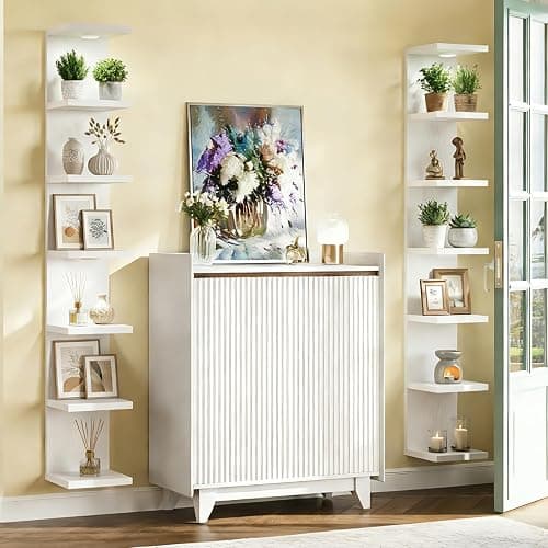 Fixwal 7 Tier Wall Shelf with LED Lights for Room Decor White, 2 Pack | 76.8in Tall, Holds 11Lbs per Tier, Flexible Section Installation, Fits Any Room Decor thumbnail 6
